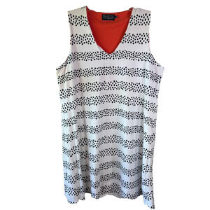 Duffield Lane White w/Black Dot Stripes w/Orange lining Sleeveless Dress Sz XL